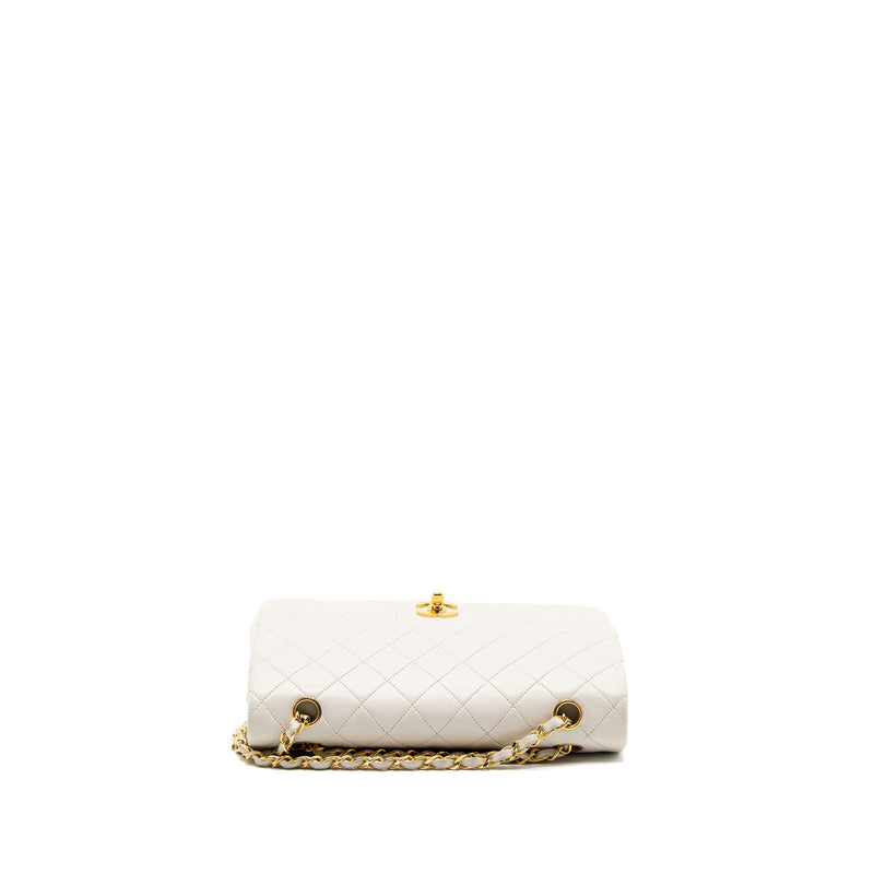 Chanel Vintage Medium Classic Double Flap Bag Lambskin White GHW