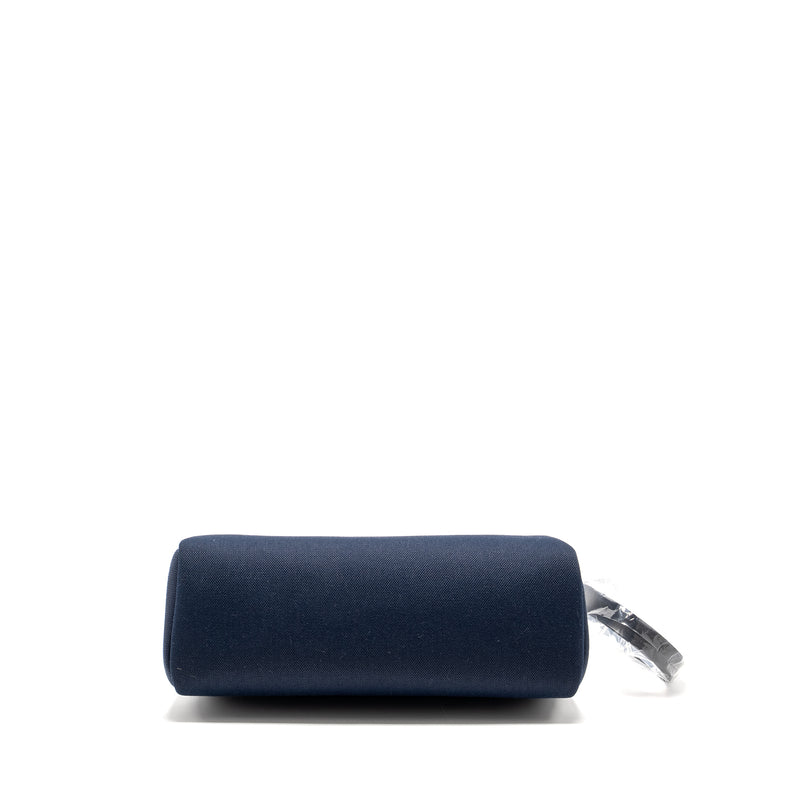 Hermes Herbag 31 zip bag canvas / Leather blue marine / black GHW stamp U
