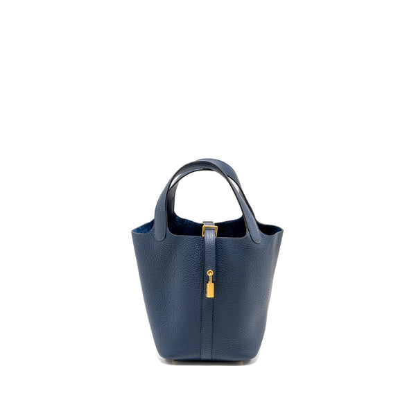 Hermes Picotin 18 Lock Bag Clemence Bleu De Prusse GHW Stamp W