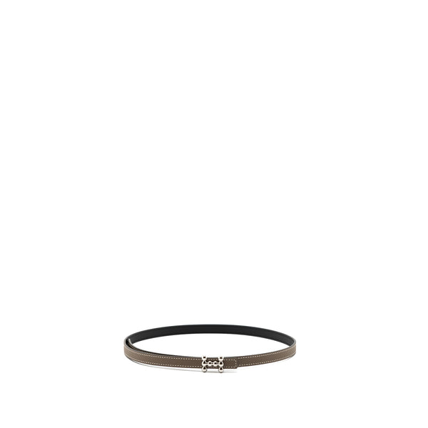 Hermes size 75 Bubble Belt Buckle & 13mm Reversible Leather strap Epsom/swift Etoupe/black Stamp U SHW