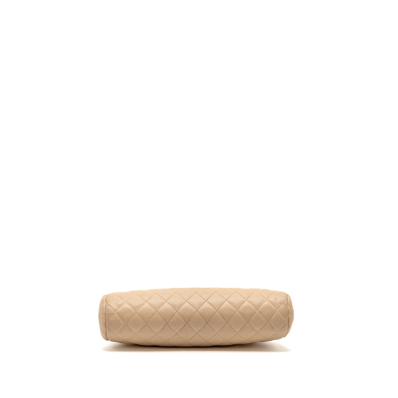 Chanel timeless kisslock clutch caviar beige SHW