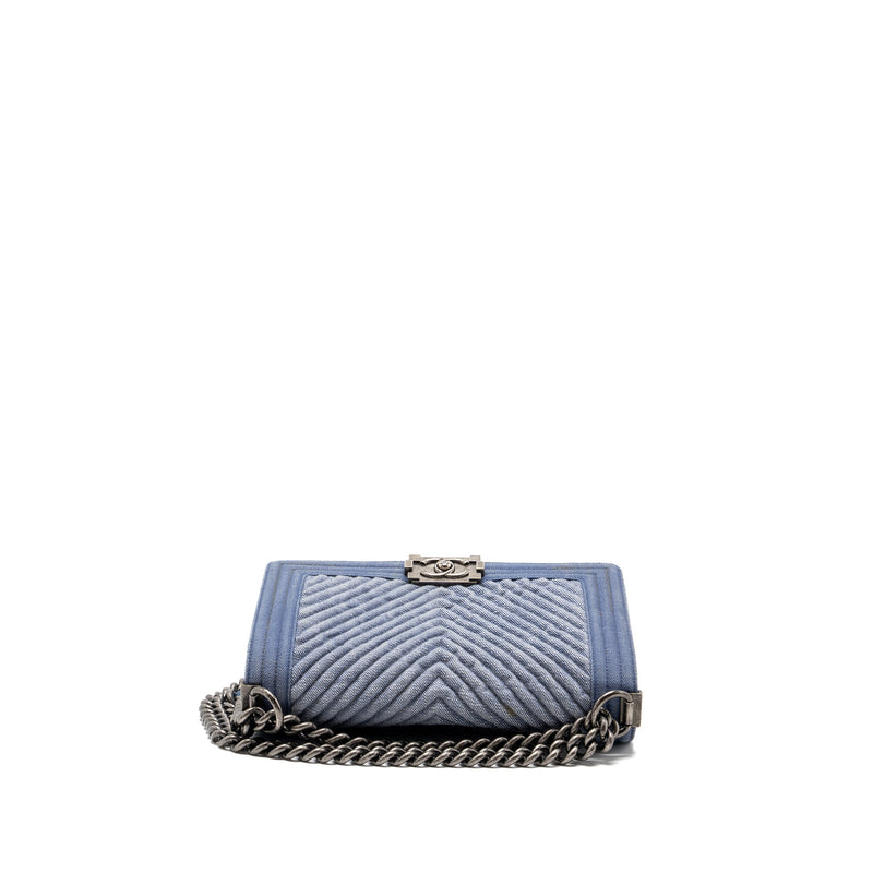 Chanel Medium Boy Bag Denim Blue Ruthenium Silver Hardware