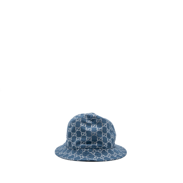 GUCCI Large Lame GG Bucket Hat Wool turquoise/silver