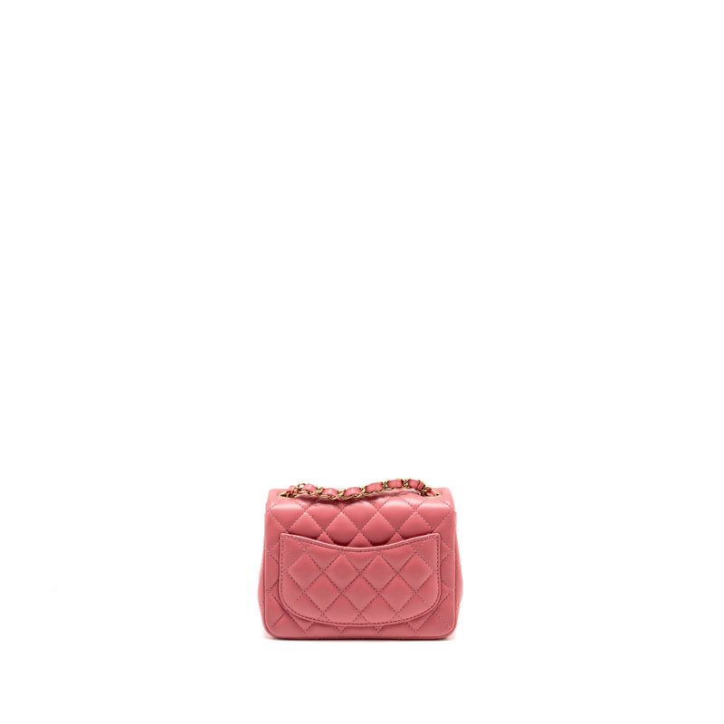 Chanel Mini Square Flap Bag Lambskin PInk LGHW (Microchip)