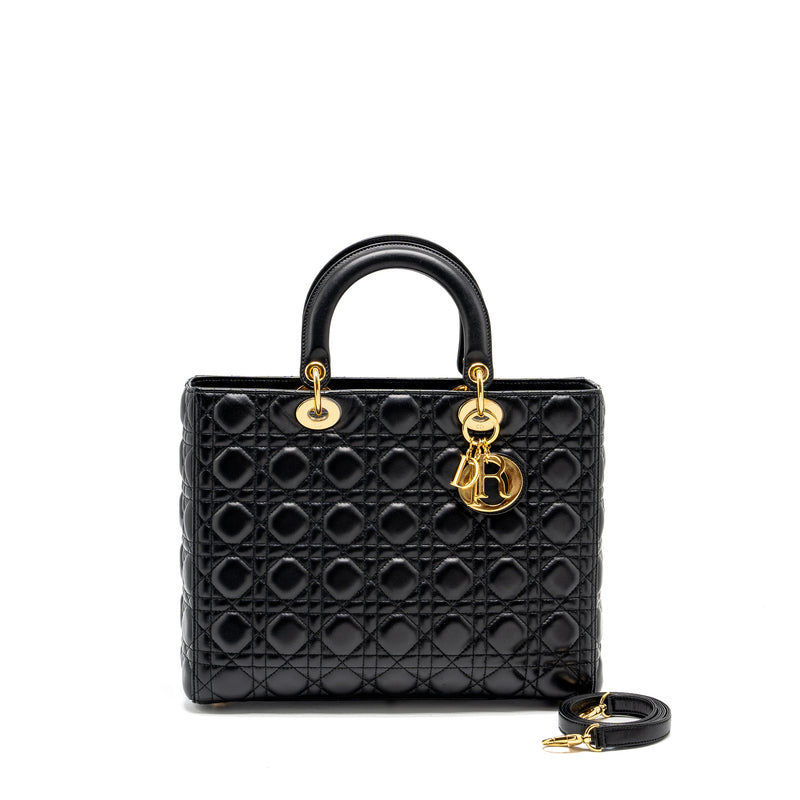 Dior Large Lady Dior Lambskin Black GHW