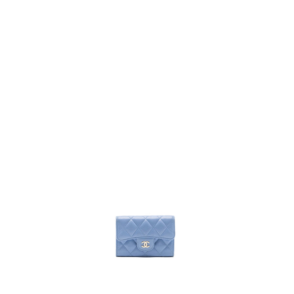 Chanel Classic Flap Card Holder Lambskin Light Blue LGHW