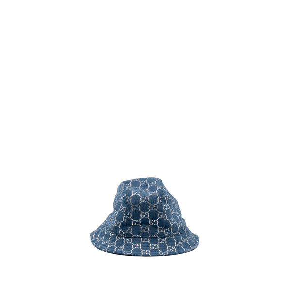 GUCCI Large Lame GG Bucket Hat Wool turquoise/silver