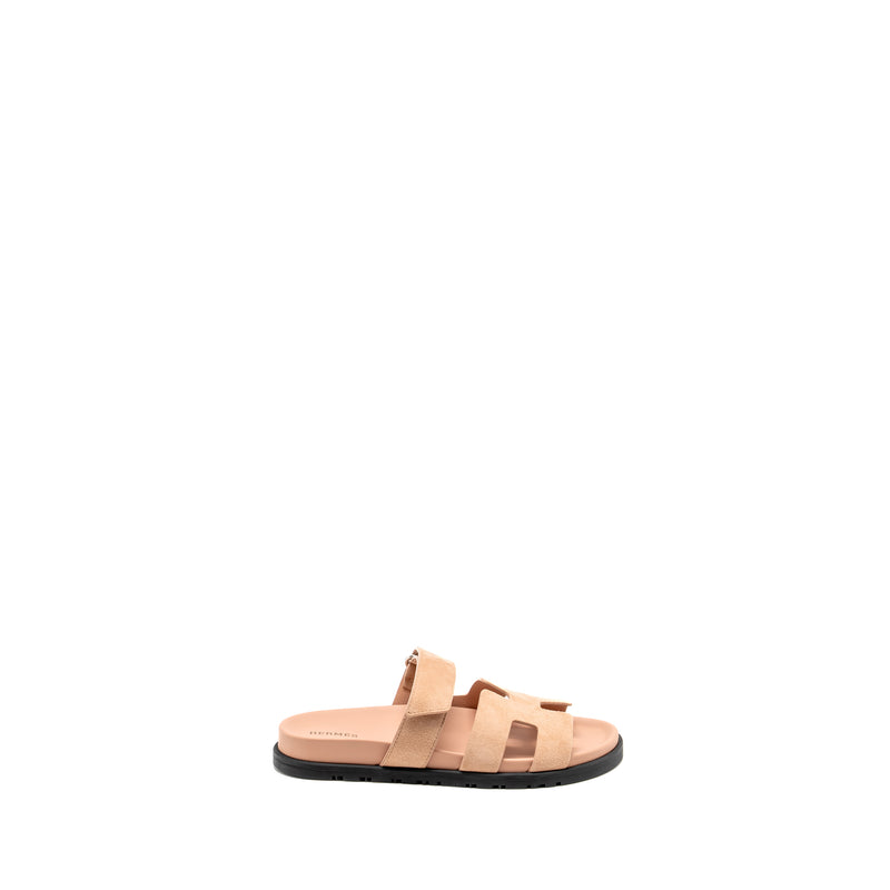 Hermes Size 37 Chypre Sandals Chèvre Goatskin / Suede Nude