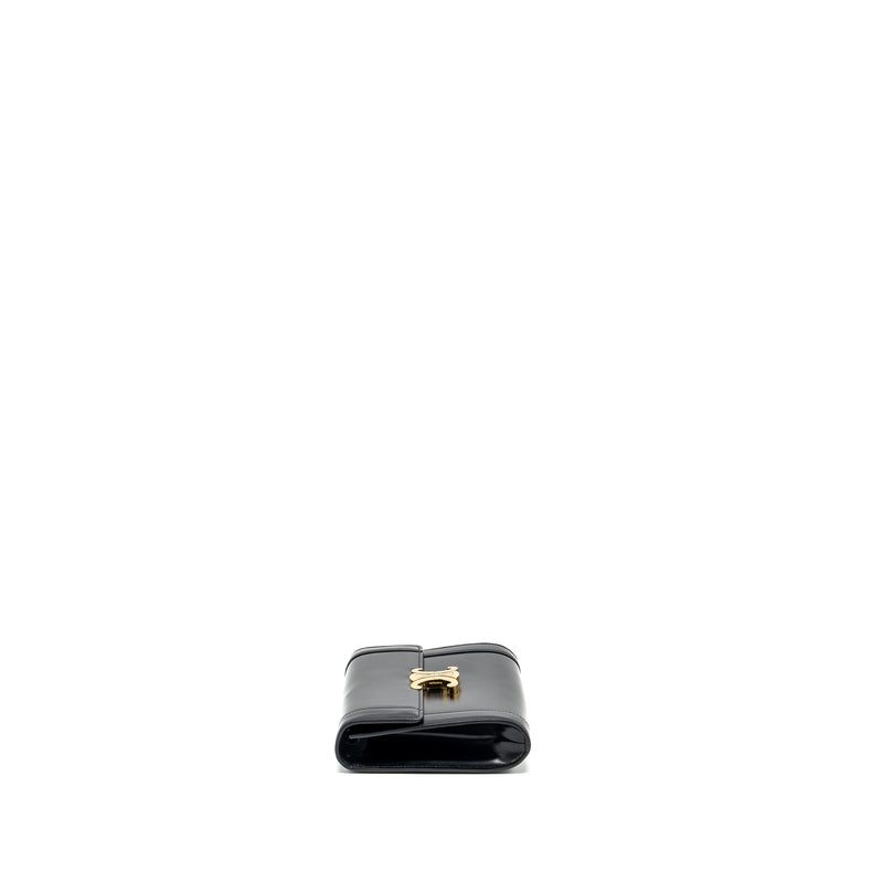 Celine triomphe flap wallet with strap calfskin black GHW