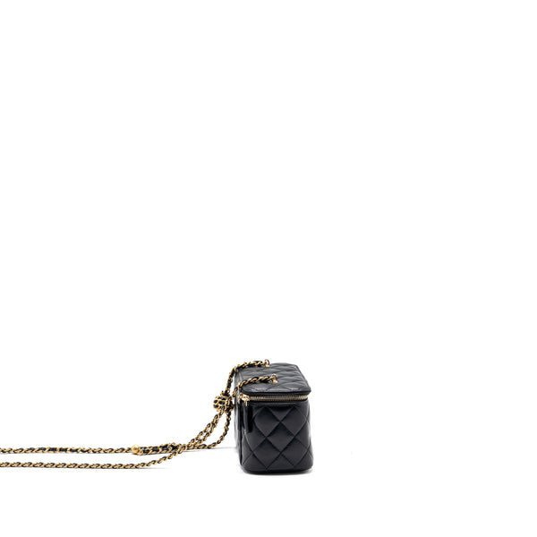 Chanel Pearl Crush Long Vanity Case Lambskin Black GHW