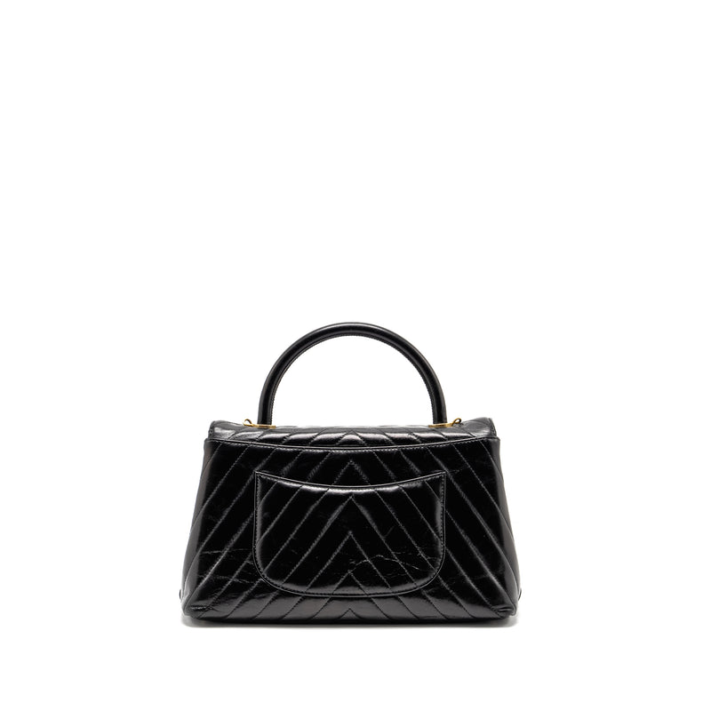 Chanel Medium Coco Handle Chevron Calfskin Black GHW