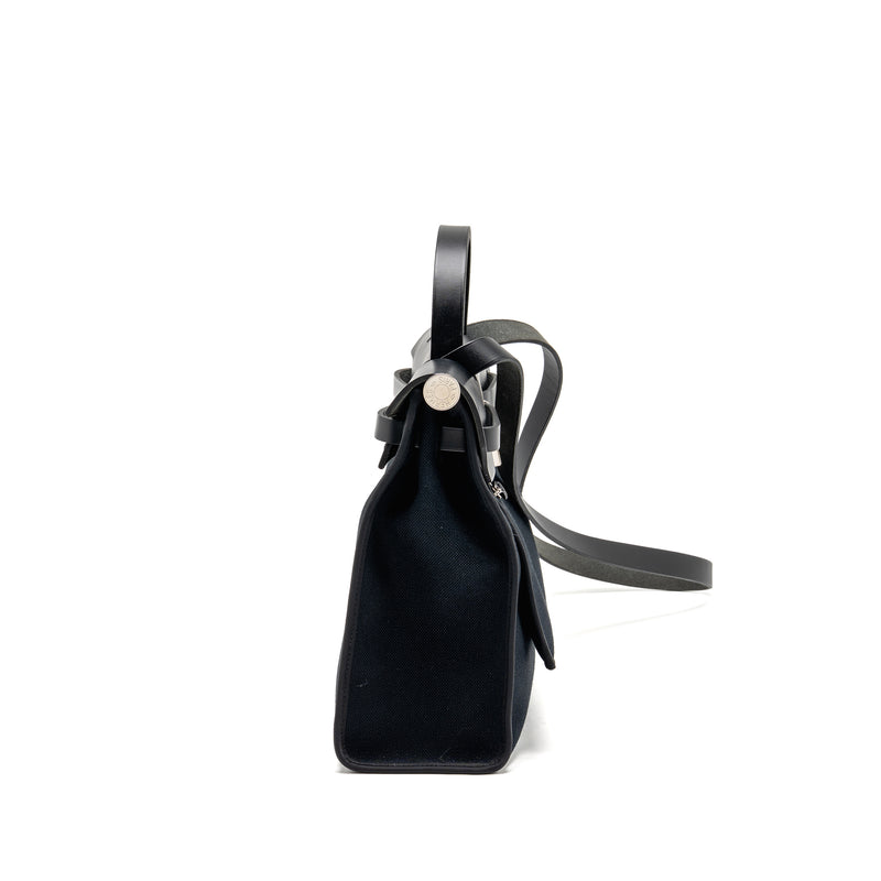 Hermes Herbag 31 Zip Bag canvas / hunter leather black SHW stamp C