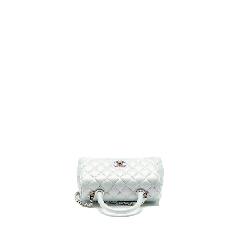 Chanel Small Coco Handle Caviar Iridescent Light Blue multicolour hardware (microchip)