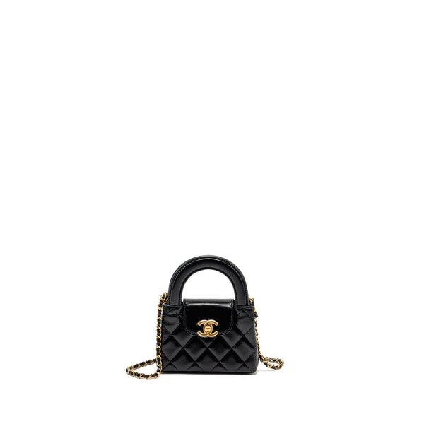 Chanel 24p Mini Nano Kelly Shopper Calfskin Black GHW (Microchip)