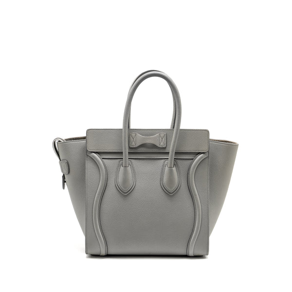 Celine Micro Luggage Bag Calfskin Light Grey SHW