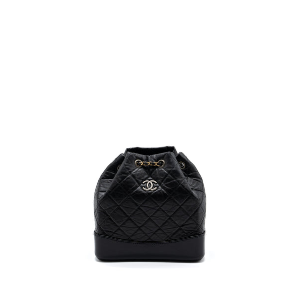 Chanel Small Gabrielle Backpack Aged Calfskin Black Multicolour Hardware