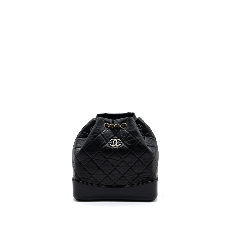 Chanel Small Gabrielle Backpack Aged Calfskin Black Multicolour Hardwa