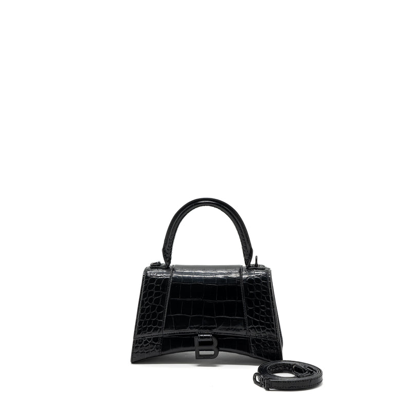 Balenciaga black croc hourglass hot sale