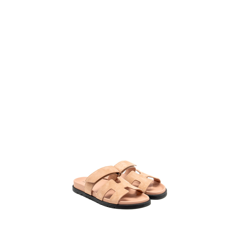 Hermes Size 37 Chypre Sandals Chèvre Goatskin / Suede Nude