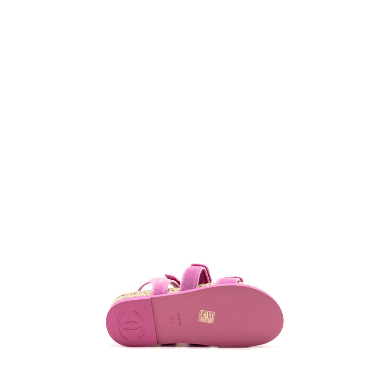 Chanel Size 37 Dad Sandals Velvet/Espadrille/Leather Pink SHW