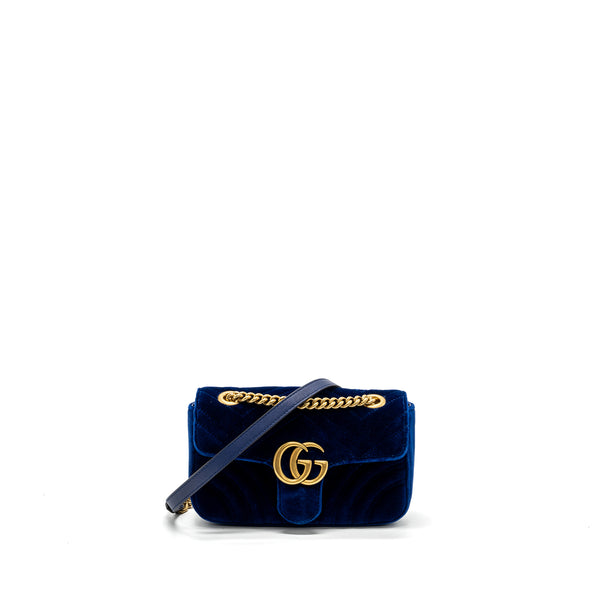Gucci mini GG marmont bag velvet blue GHW