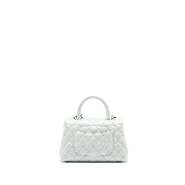 Chanel Small Coco Handle Caviar Iridescent Light Blue multicolour hardware (microchip)