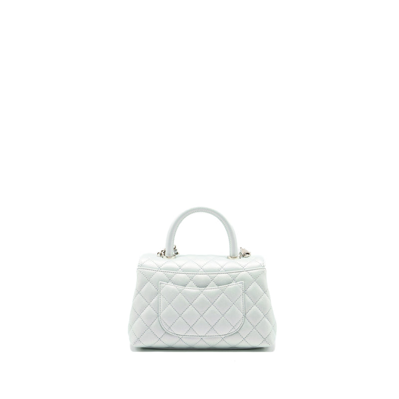 Chanel Small Coco Handle Caviar Iridescent Light Blue multicolour hardware (microchip)