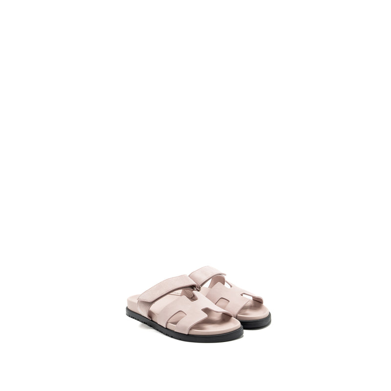 Hermes size 36.5 chypre sandals suede / mauve pale