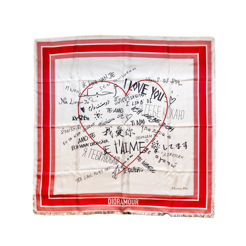 Dior Love Scarf Silk/Polyester White/Red/Black