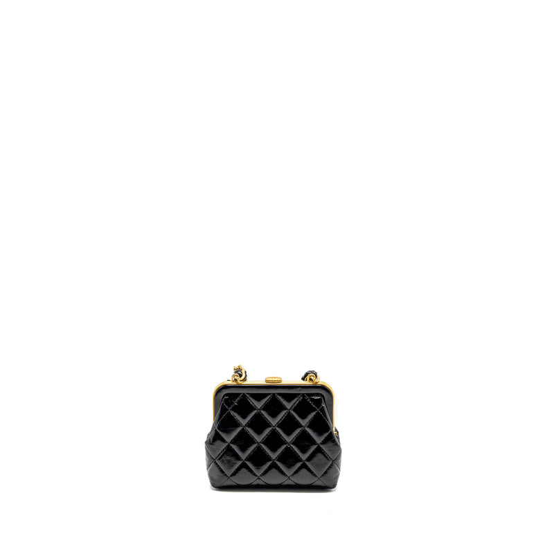 Chanel 24A Bowknot Clutch With Chain patent Crumpled Lambskin/Shiny Lambskin Black GHW (microchip)