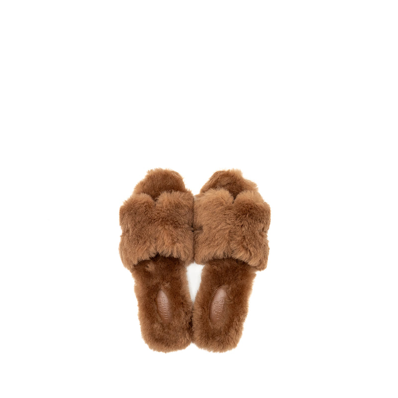 Hermes Size 37 Oran Sandals Peau Lainee Mer Naturel