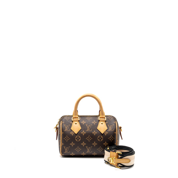 LOUIS VUITTON Speedy Bandouliere 20 Monogram Canvas with Black Strap GHW