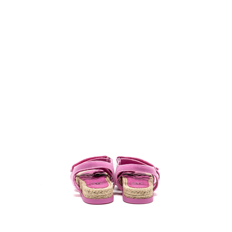 Chanel Size 37 Dad Sandals Velvet/Espadrille/Leather Pink SHW