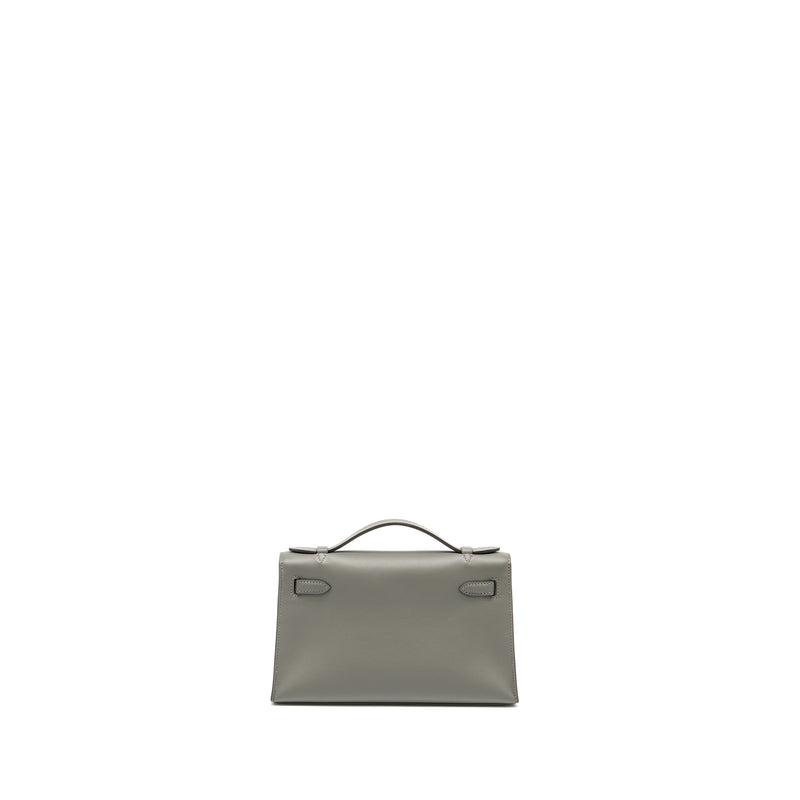 Hermes kelly pochette swift gris Meyer SHW stamp B