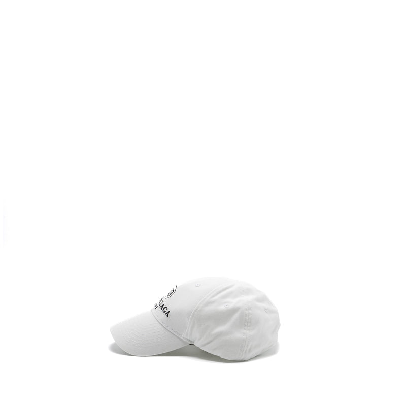 Balenciaga Size L Embroidery Baseball Cap Fabric White