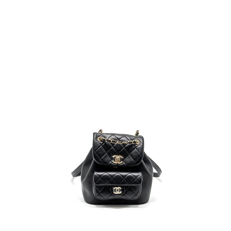 chanel mini duma backpack Chanel mini Duma backpack Lambskin black LGHW (microchip)