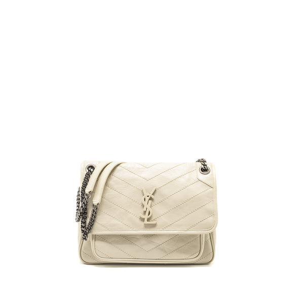 Saint Laurent/ YSL Medium Niki Calfskin White SHW