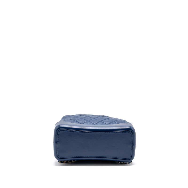 Chanel Medium Gabrielle Backpack Aged Calfskin Blue Multicolour Hardware