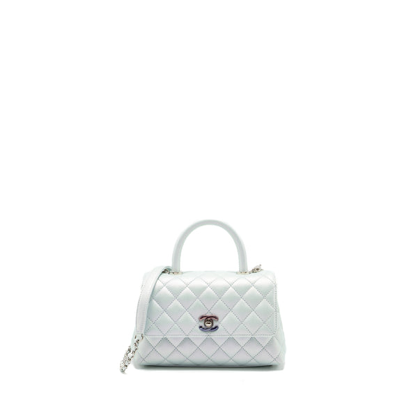 Chanel Small Coco Handle Caviar Iridescent Light Blue multicolour hardware (microchip)