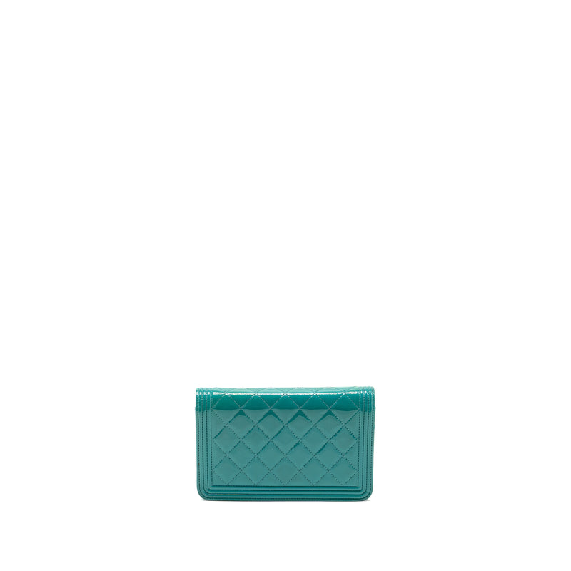 Chanel Boy Wallet on Chain Patent Green SHW