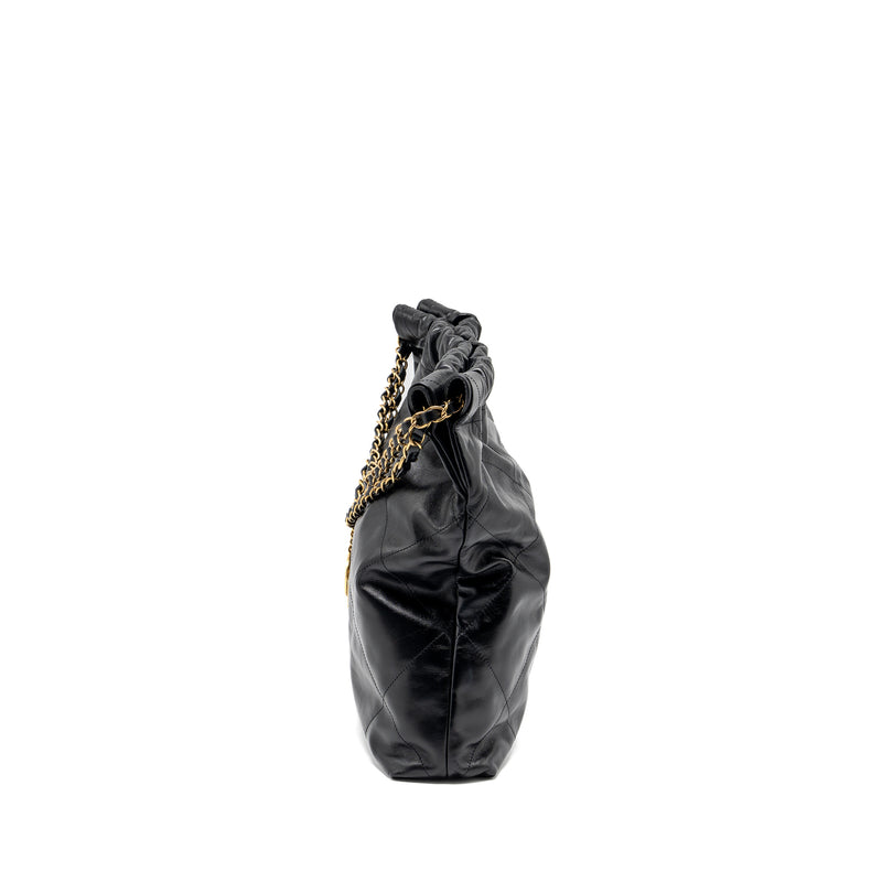 Chanel Medium 22 Bag Shiny Calfskin Black GHW (Microchip)