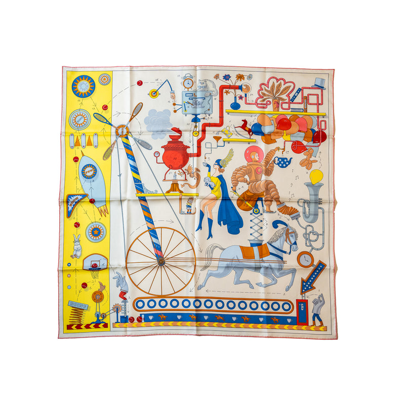 Hermes 90*90cm Silk Scarf Tea For Two Multicolour