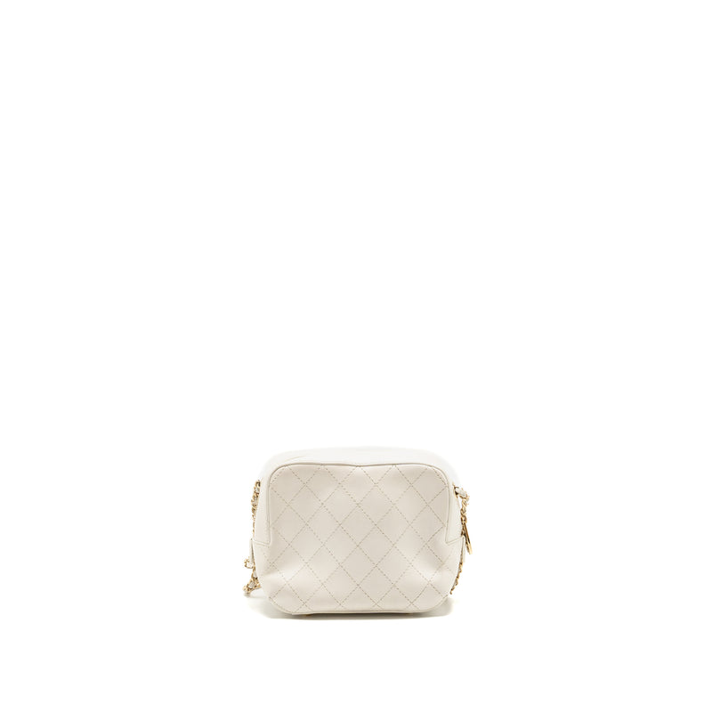 Chanel Mini Camera Bag with Chain Calfskin White LGHW