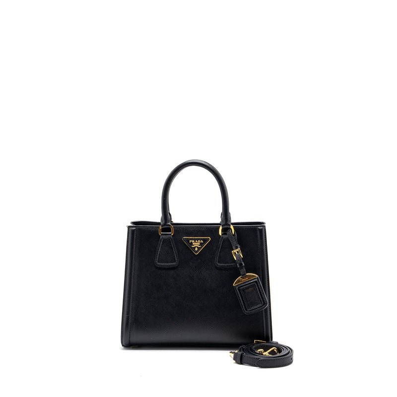 Prada tote bag Saffiano calfskin black / white GHW