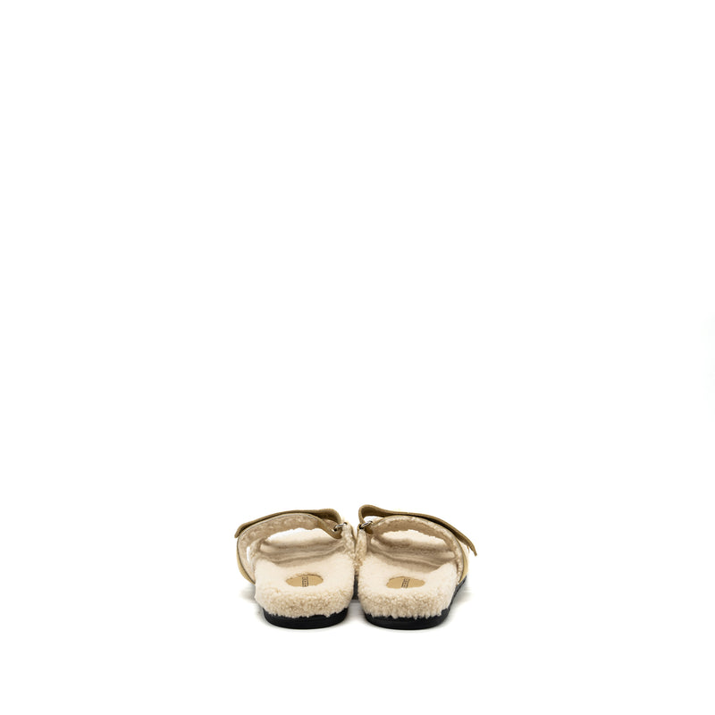 Hermes size 37 chypre sandals chèvre velours beige Albatre