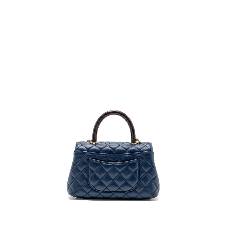 Chanel Small Coco Handle With Lizard Handle Caviar Navy LGHW(microchip