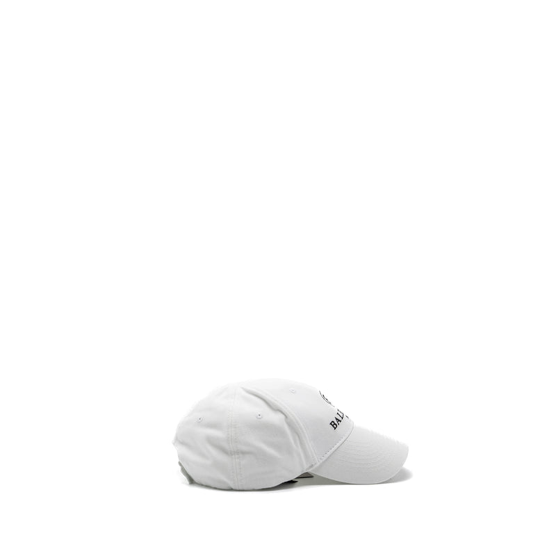 Balenciaga Size L Embroidery Baseball Cap Fabric White