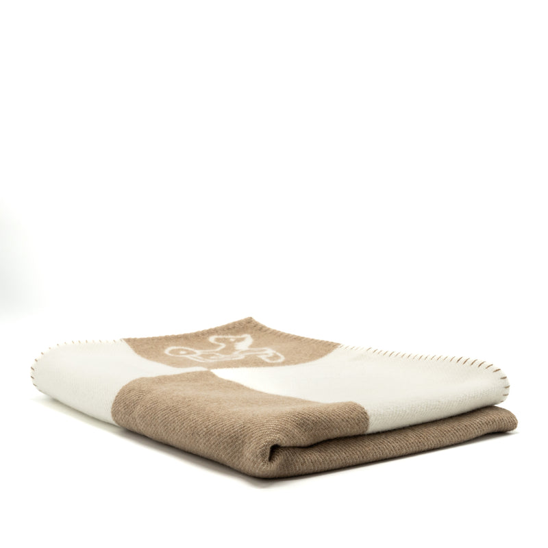 Hermes Adada Avalon Baby Blanket Noisette Moyen Blanc