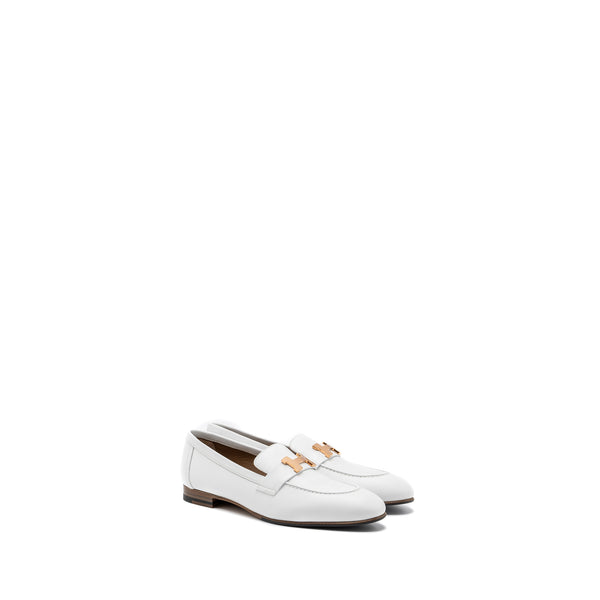 Hermes Size 37.5 Paris Loafer Calfskin White RGHW