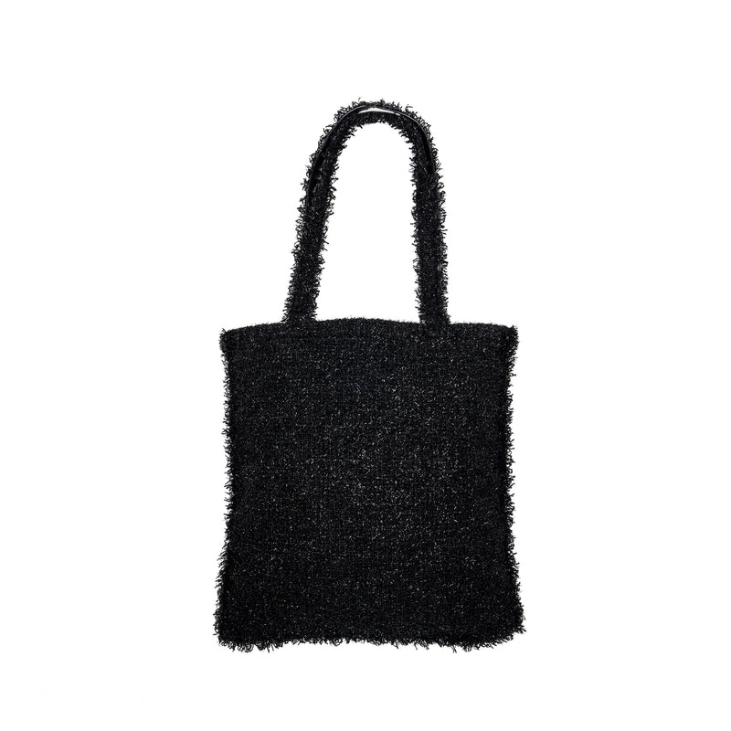 Chanel 17S Resin Robot Tote Bag Tweed Black SHW